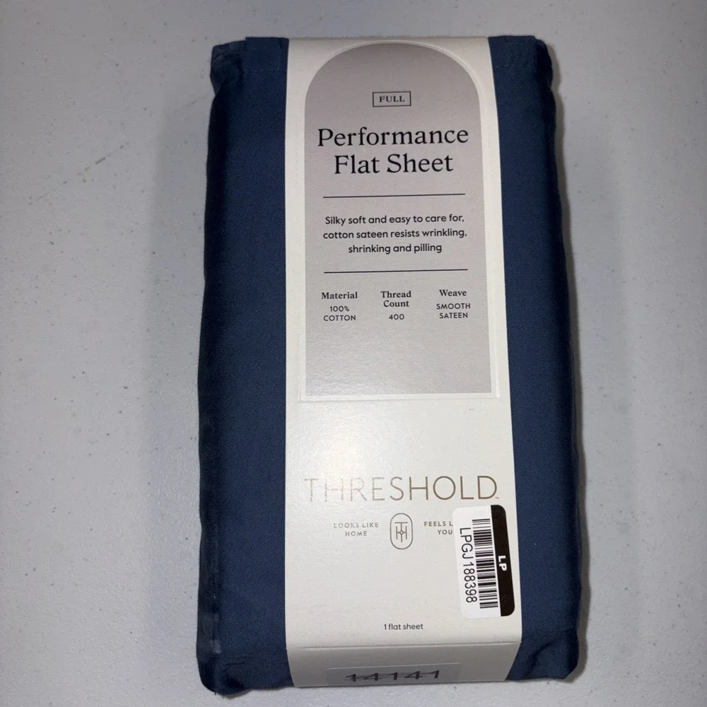 Full 400 Thread Count Performance Flat Sheet Metallic Blue - Threshold: Cotton